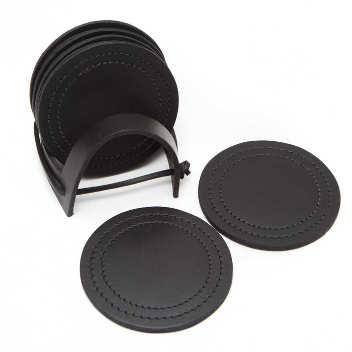 Leather Coaster Set - 4 Inch round