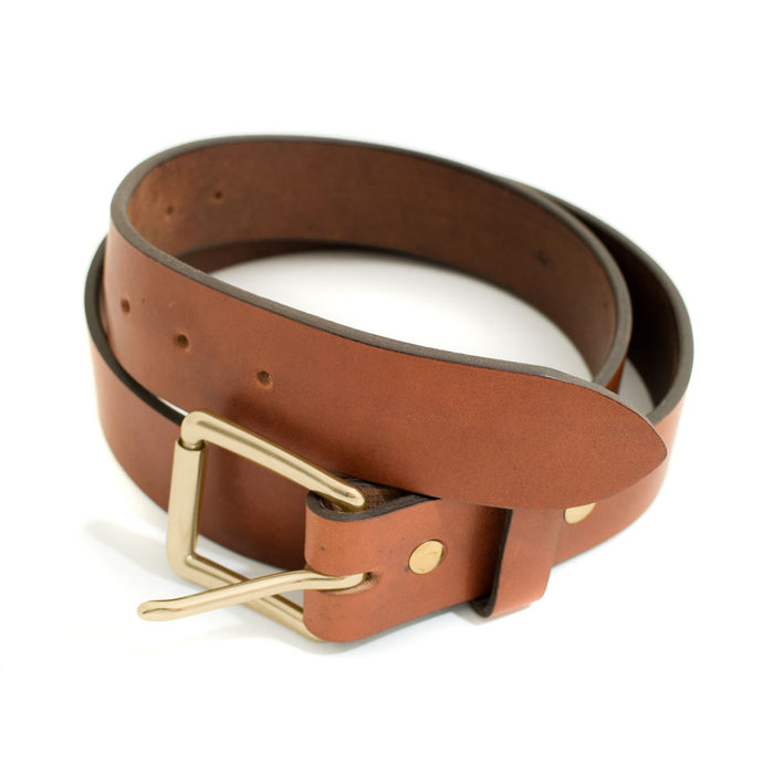 Classic Leather Belt - Brass Hardware